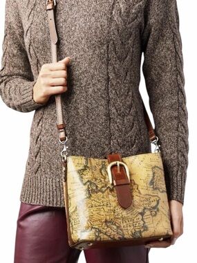 Patricia Nash Bag Purse Handbag Leather Vintage Irving Europe Map Shoulder Bag